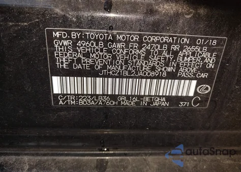 2018 Lexus Gs 350 F Sport z USA, uszkodzony, nr VIN JTHCZ1BL2JA008918